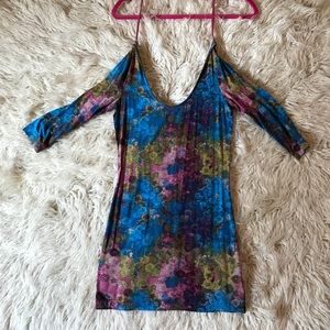 Free People tight colorful dress with low back